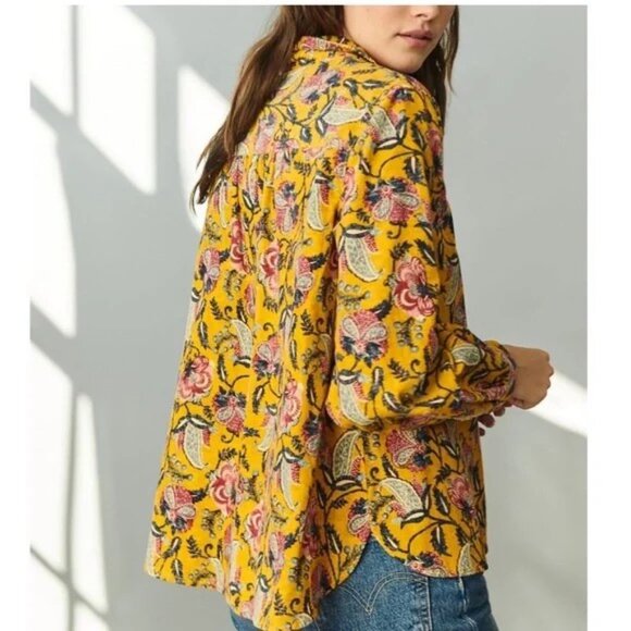 Anthropologie Pilcro Sigourney Corduroy floral print button front shirt - Picture 5 of 5